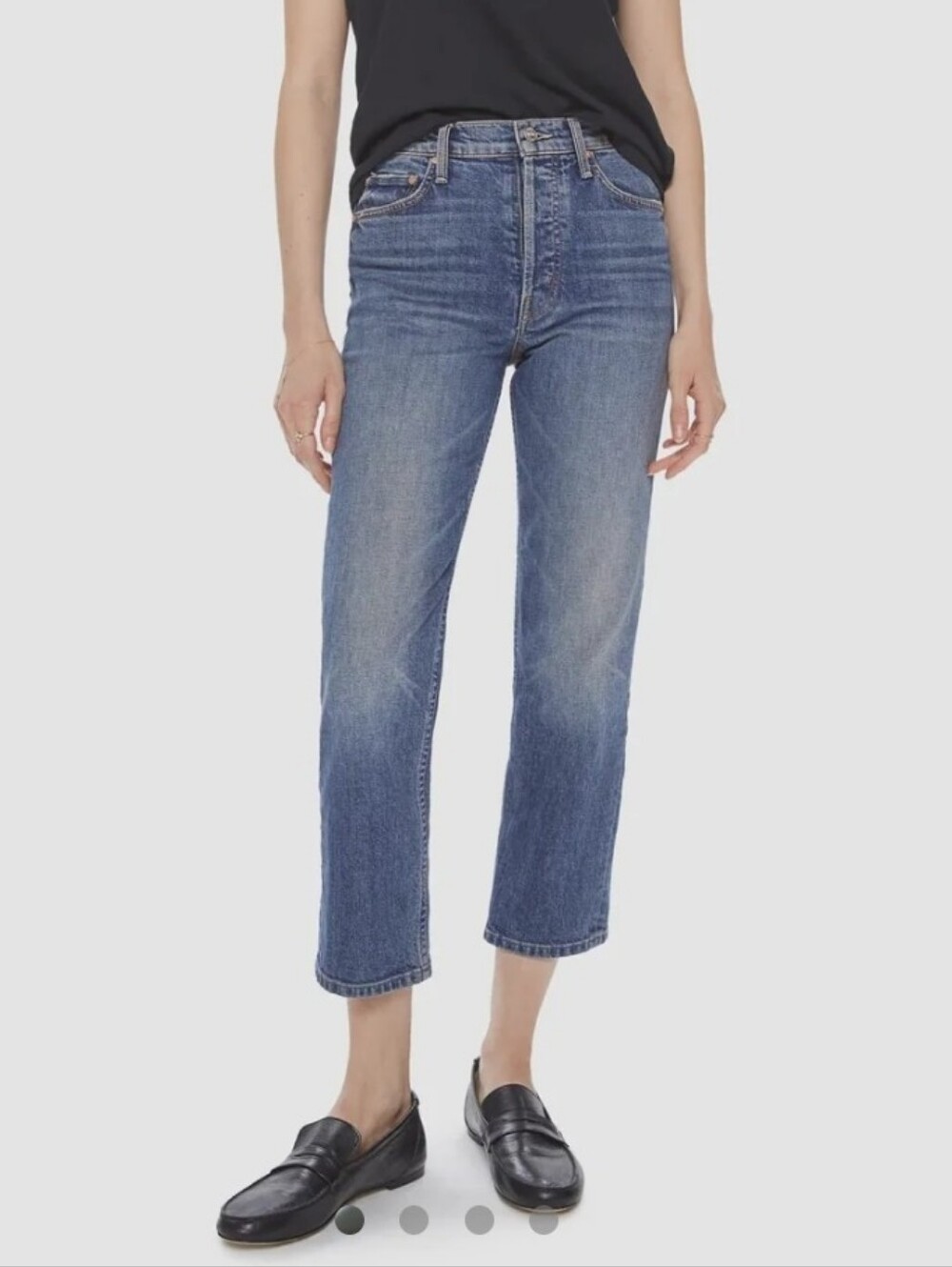 MOTHER The Tomcat Women's Straight Leg Crop Medium Wash Denim Ankle Jeans 27